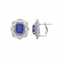 925 Sterling Silver CZ & Sapphire Fancy Stud Earrings