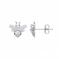 925 Sterling Silver CZ Bumble Bee Stud Earrings