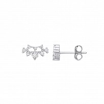 925 Sterling Silver CZ Crown Stud Earrings