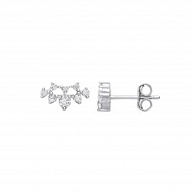 925 Sterling Silver CZ Crown Stud Earrings