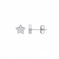 925 Sterling Silver CZ Star Stud Earrings