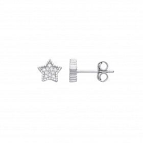 925 Sterling Silver CZ Star Stud Earrings