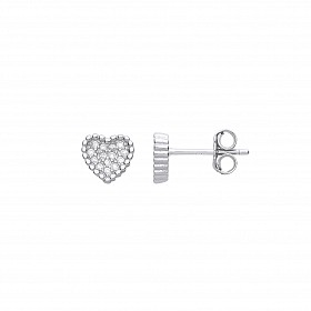 925 Sterling Silver CZ Heart Stud Earrings