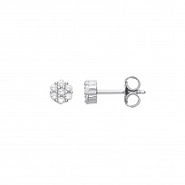 925 Sterling Silver CZ Flower Stud Earrings