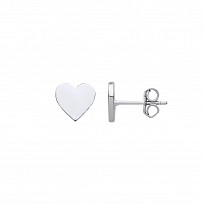 925 Sterling Silver Plain Petite Love Heart Stud Earrings