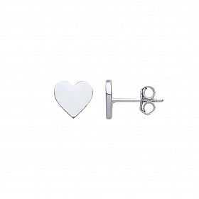 925 Sterling Silver Plain Petite Love Heart Stud Earrings