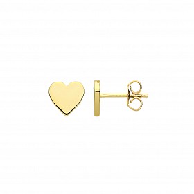 Gold Plated Plain Petite Love Heart Stud Earrings