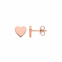 Rose Gold Plated Plain Petite Love Heart Stud Earrings