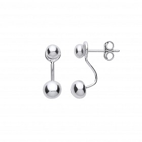 925 Sterling Silver Ball Two Way Front & Back Drop Earrings
