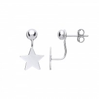 925 Sterling Silver Star Two Way Front & Back Drop Earrings