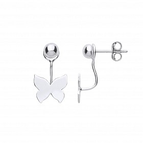 925 Sterling Silver CZ & Pearl Two Way Front & Back Drop Earrings