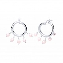 925 Sterling Silver Pearl Gypsy  Hoop Earrings