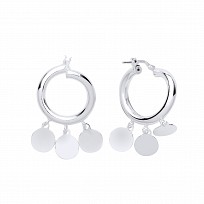 925 Sterling Silver Disk Gypsy Hoop Earrings
