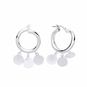 925 Sterling Silver Disk Gypsy Hoop Earrings