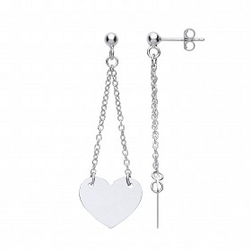 925 Sterling Silver Heart Chain Drop Earrings