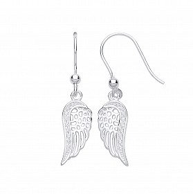 925 Sterling Silver CZ Angel Wings Stud Earrings