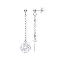 925 Sterling Silver Coin Bead Chain Drop Earrings