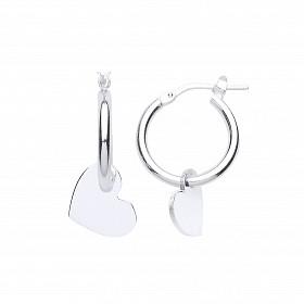 925 Sterling Silver Hoop Earrings With Dangling Heart