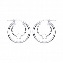 925 Sterling Silver Double Hoop Earrings With Star Detail