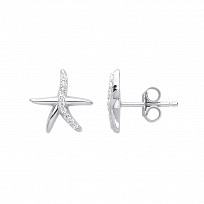 925 Sterling Silver CZ Star Stud Earrings