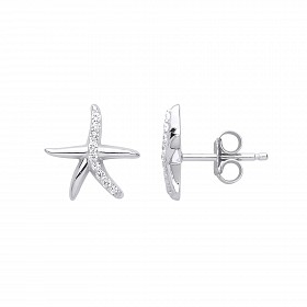 925 Sterling Silver CZ Star Stud Earrings