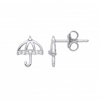 Silver CZ Umbrella Stud Earrings