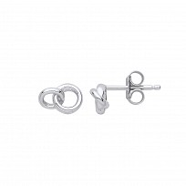 Silver Interlocking Double Circle Stud Earrings