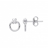 Silver CZ Kiss Fancy Stud Earrings