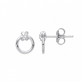 Silver CZ Kiss Fancy Stud Earrings