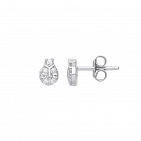 925 Sterling Silver CZ Ladybird Stud Earrings