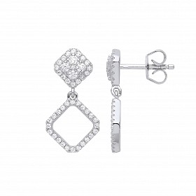 Silver CZ Fancy Drop Earrings