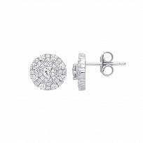 Silver CZ Circle Stud Earrings