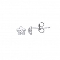 925 Sterling Silver CZ Flower Stud Earrings