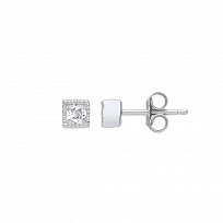 925 Sterling Silver CZ Square Stud Earrings