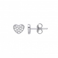 925 Sterling Silver CZ Heart Stud Earrings