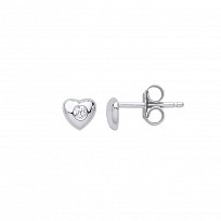 925 Sterling Silver CZ Heart Stud Earrings