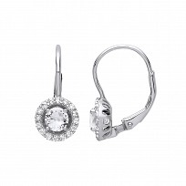 925 Sterling Silver Cubic Zirconia Round Drop Earrings
