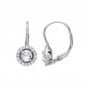 925 Sterling Silver Cubic Zirconia Round Drop Earrings