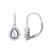 Silver Cubic Zirconia Pear Drop Earrings