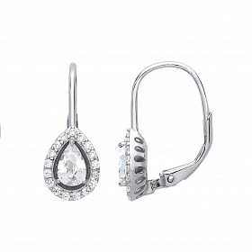 Silver Cubic Zirconia Pear Drop Earrings