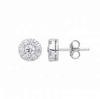 Silver CZ Stud Earrings