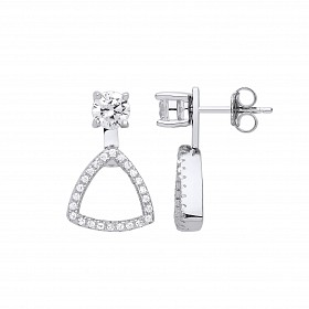 Silver CZ Two Way Stud & Drop Earrings