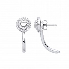 Silver CZ Fancy Drop Earrings