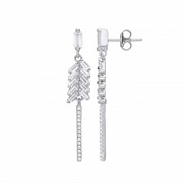 Silver CZ Fancy Drop Earrings