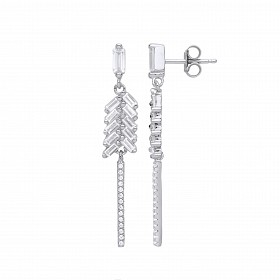 Silver CZ Fancy Drop Earrings