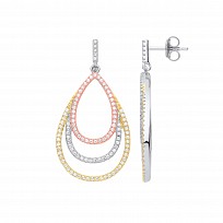 Silver, Rose & Gold Plated Tear Drop Earrings