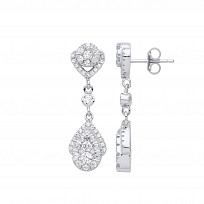 Silver CZ Fancy Tear Drop Earrings