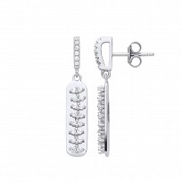 Silver CZ Claw Set Bar Earrings