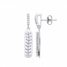Silver CZ Claw Set Bar Earrings
