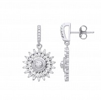 Silver CZ Fancy Cutour Drop Earrings